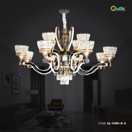 Qulik Modern Nordic Candle Crystal Chandelier Decoration Pendant Hanging Double Layer 3 Color LED Ceiling Light image