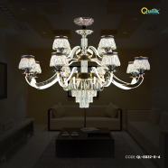 Qulik Modern Nordic Candle Crystal Chandelier Decoration Pendant Hanging Double Layer 3 Color LED Ceiling Light image
