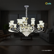 Qulik Modern Nordic Crystal Chandelier Decoration Pendant Hanging Single layer 3 Color LED Ceiling Light image