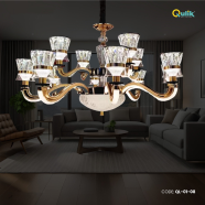 Qulik Modern Nordic Crystal Chandelier Decoration Pendant Hanging two layer 3 color LED Ceiling Light image