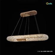 Qulik Rectangular Loop Luxury LED Crystal Chandelier Pendant Light image