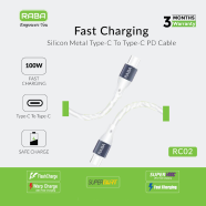 RABA RC02 100w PD Type-c To Type-c (Black And White) image