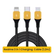 Realme 3 in 1 Charging Cable (1.2m) - Black Yellow image