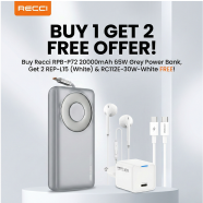 Recci 10000mAh RPB-P58 Fast Charging Power Bank (Buy 1 Get 3 REP-L15, RC51E QC 18W and RTC-N26C (White) FREE) image