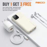 Recci 20000mAh RPB-P68 Cream Fast Charging Power Bank (Buy 1 Get 3 REP-L15, RC51E QC 18W and RTC-N26C (White) FREE) image
