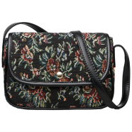 Retro Fabric Messenger Bag - Black image