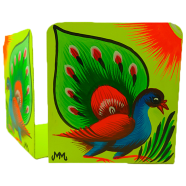 Rickshaw Art Hand Painted Tin Bookend - Green (Peacock Printed) image