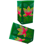 Rickshaw Art Hand Painted Tin Storage Box - Green (Flower Printed) image