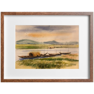 Mahmudur Rahman Rial Riverscape Watercolor - (16x13)inches