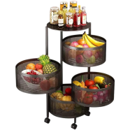 Round Floor 4-Tier Rolling Fruit and Vegetable Basket Storage Shelf Vegetable Rack image