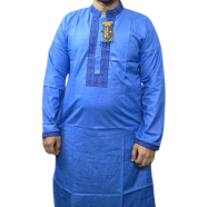 Royal Blue Cotton Panjabi for Men – Elegant Embroidered Design image