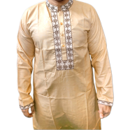 Royal Golden Beige Panjabi with Classic Embroidery image