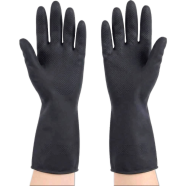 Rubber Safety Hand Gloves Black And Orange Latex Oil Acid Chemical Resistant 1 Pair image