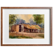Rural House Watercolor - (20x14)inches