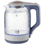 SKB 1.8 Ltr Kettle|1500W, 360-Degree Rotation Base with Safety Cut-Off Transparent Glass Body, Perfect for Boiling Water, Milk, Tea image