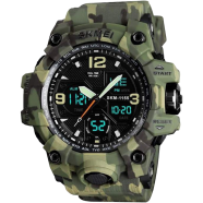 SKMEI 1155B Men’s Large Analog-Digital Sports Watch – 5ATM Waterproof, Dual Display image