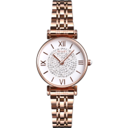 SKMEI 1533 Womens Rhinestone Quartz Watch Elegant Stainless Steel Strap Rose Gold image