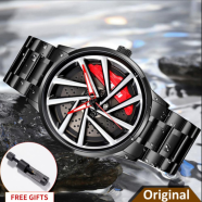 SKMEI 1990 Rotation Wheel Creative Fashion Men's Stainless Steel Clock image