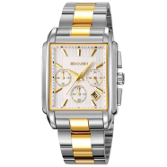 SKMEI 2339 Square Watch for Men Business Stainless Dress Fashion Chronograph Waterproof Luxury Analog Simple Fathers Dad Gifts Gold Black Wrist Watches image