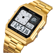 SKMEI 2353 Stainless Steel Back Water Resistant Watch 5 Alarm Luminous Wristwatch image