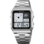 SKMEI 2353 Stainless Steel Back Water Resistant Watch 5 Alarm Luminous Wristwatch image