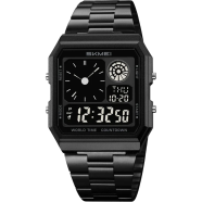 SKMEI 2353 Stainless Steel Back Water Resistant Watch 5 Alarm Luminous Wristwatch