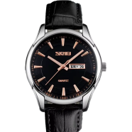 SKMEI 9125 Men’s Classic Quartz Watch – Leather Strap, Business Casual Wristwatch image
