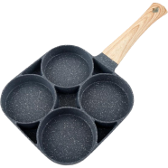 SMARAN 4 Hole Non-Stick Omelet and Pancake Pan with Wooden Handle image