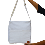 Samia Craft WFP2P Exclusive Design Black Canvas Cross Body Bag with Zipper and Outside Pocket image