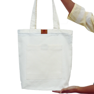 Samia Craft WF1P White Canvas Tote Bag Exclusive Design with Outside Pocket image