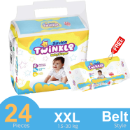 Savlon Twinkle Belt System Baby Diaper XXL (15-30 kg) (24 Pcs) (Buy 1 Get XXL 3 Pcs Pack Free) image
