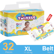 Savlon Twinkle Belt System Baby Diaper XL (11-25 kg) (32 Pcs) ( Buy 1 Get XL 4 Pcs Pack Free) image
