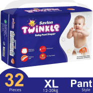 Savlon Twinkle Pant System Baby Diaper (Size XL) (12-20 kg) (32 Pcs) image