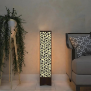 Scandinavian Wooden Floor Lamp | Handcrafted Minimalist Design | Warm Yellow Ambient Lighting for Home, Bedroom and Living Room by Ednfy (LL-106) image