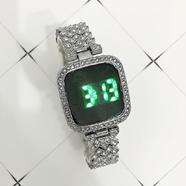 Screen Touch LED Display Stainless steel Stone Women Watch image