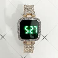 Screen Touch LED Display Stainless steel Stone Women Watch image