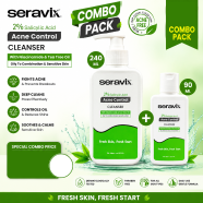 Seravix 2 Percent Salicylic Acid Acne Control Cleanser 240ml And Seravix 2 Percent Salicylic Acid Acne Control Cleanser 90ml (Combo Pack 02) image