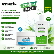 Seravix Moisturizing Cream 75ml With Seravix 2 Percent Salicylic Acid Acne Control Cleanser 90ml (Combo Pack) image