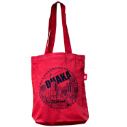 Sevendays Dhaka Line (Black Print Round) Orange Canvas Tote Bag with Inside Pocket image