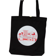 Sevendays Red Lines (Red and White) (Round) Black Canvas Tote Bag image