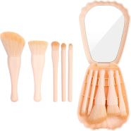 Shells Shape Mirror Box with Beautiful Makeup Brush Set 5 Pcs image
