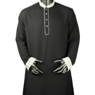 Shilpaholic Black Canvas Hand Crafted Panjabi image