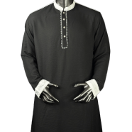 Shilpaholic Black Canvas Hand Crafted Panjabi image