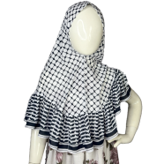Shilpaholic White And Black Kids Keffiyeh Hijab image
