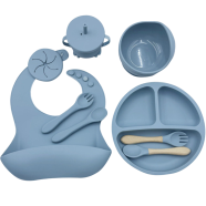 Silicon Toddler Kids Baby Feeding BPA Free Plate Bowls Set Silicone Baby Feeding Set With Sippy Cup icon