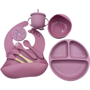 Silicon Toddler Kids Baby Feeding BPA Free Plate Bowls Set Silicone Baby Feeding Set With Sippy Cup image