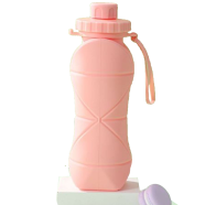 Silicone Foldable Water Bottle For Traveling And Outdoor Sports, Summer Essentials - light pink image