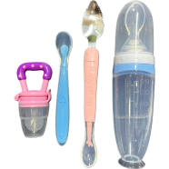Silicone Rice Spoon Feeder Plus Two Head Spoon Plus Slicone Spoon Plus Fruit Feeder, Full Set of Tools Package - 120 ml image