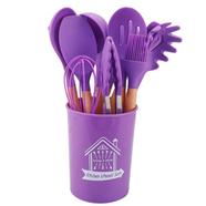 Silicone Spatula Easy To Clean Kitchen Utensil Adopts Soft Silicone Material Cooking All Types Of Food With Wooden Handle For Kitchen image