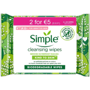Simple Biodegradable Cleansing Wipes Twin Pack 20 Wipes image